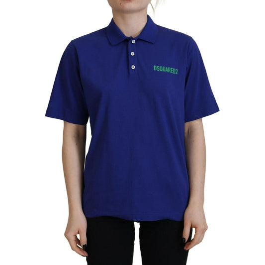 Dsquared² Blue Collared Writings Polo Short Sleeves T-shirt Dsquared² Midnight Blue