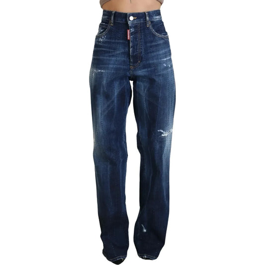 Dsquared² Blue High Waist Straight Denim Jeans San Diego Dsquared² Dark Slate Gray