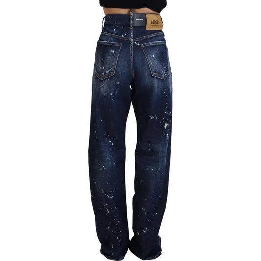 Dsquared² Blue High Waist Tattered Denim Jeans San Diego Dsquared² Black