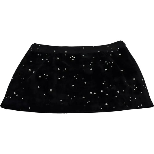 Dsquared² Black Embellished Mid Waist A-line Mini Skirt Dsquared² Black