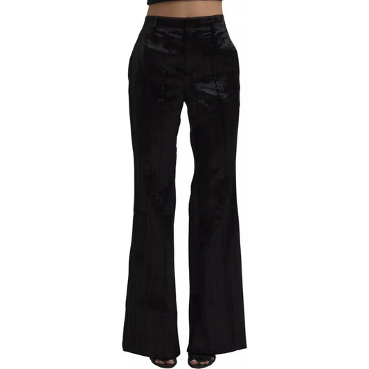 Dsquared² Black Viscose Super Flare High Waist Pants Dsquared² Black