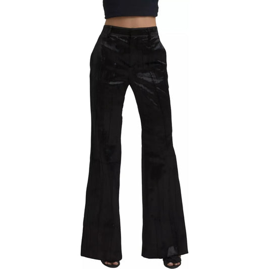 Dsquared² Black Viscose Super Flare High Waist Pants Dsquared² Black