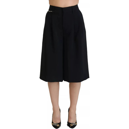 Dsquared² Black High Waist Wide Leg Cropped Trouser Pants Dsquared² Black