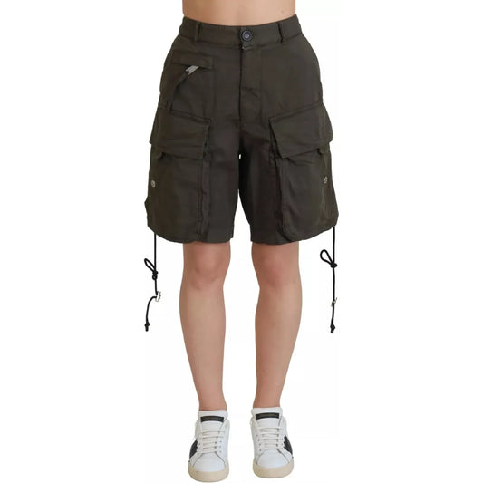 Dsquared² Green High Waist Cargo Bermuda Women Shorts Dsquared² Tan