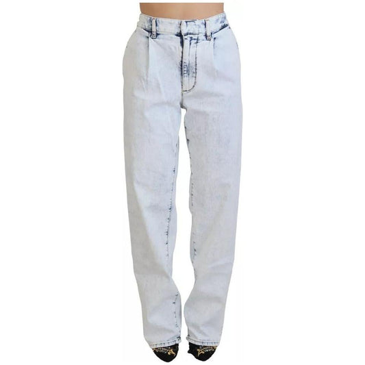Dsquared² Light Blue Cotton High Waist Straight Denim Jeans Dsquared² Light Gray