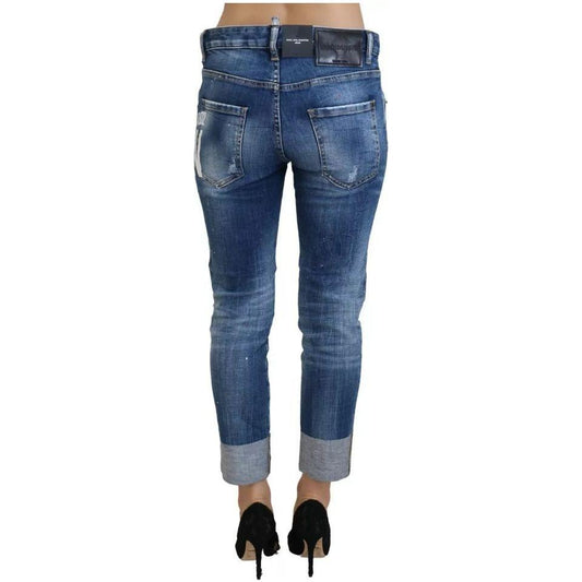 Dsquared² Blue Icon Low Waist Cropped Cool Girl Denim Jeans Dsquared² Dark Slate Gray