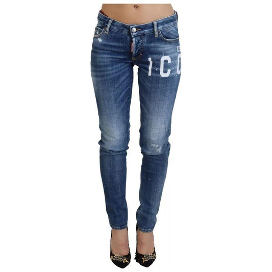 Dsquared² Blue Icon Low Waist Skinny Jennifer Denim Jeans Dsquared² Dark Slate Gray