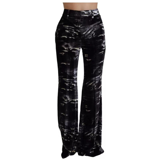 Dsquared² Black Printed High Waist Super Flare Pants Dsquared² Black