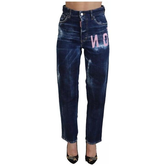 Dsquared² Blue Icon High Waist Straight Denim Boston Jeans Dsquared² Dark Slate Gray