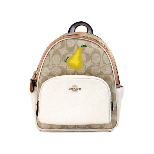 COACH Mini Court Signature Pear Motif Shoulder Backpack Bookbag Bag Chalk Taffy COACH Antique White
