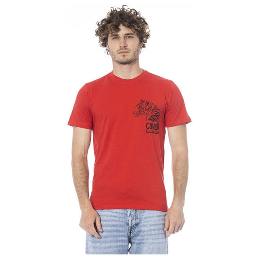 Cavalli Class Red Cotton Men T-Shirt Cavalli Class Gray