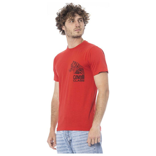 Cavalli Class Red Cotton Men T-Shirt Cavalli Class Maroon