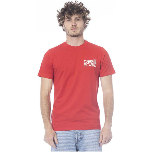 Cavalli Class Red Cotton Men T-Shirt Cavalli Class Maroon