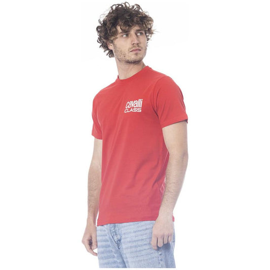 Cavalli Class Red Cotton Men T-Shirt Cavalli Class Pale Violet Red