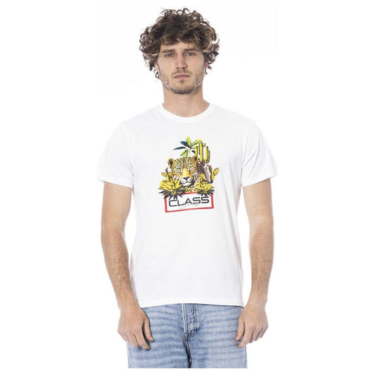 Cavalli Class White Cotton Men T-Shirt Cavalli Class Antique White