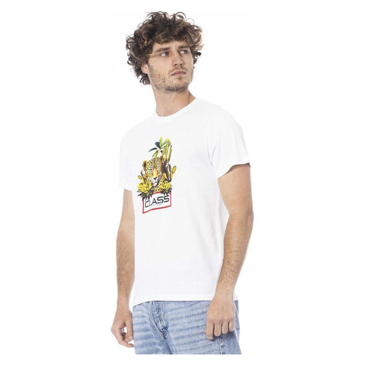 Cavalli Class White Cotton Men T-Shirt Cavalli Class Lavender