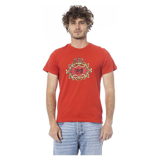 Cavalli Class Red Cotton Men T-Shirt Cavalli Class Sienna