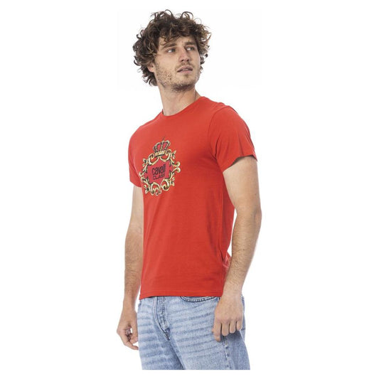 Cavalli Class Red Cotton Men T-Shirt Cavalli Class Sienna