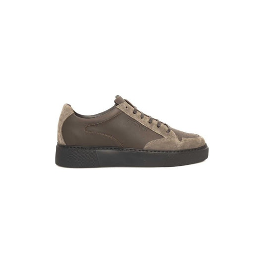 Cerruti 1881 Beige Leather Men Sneaker Cerruti 1881 Dark Slate Gray