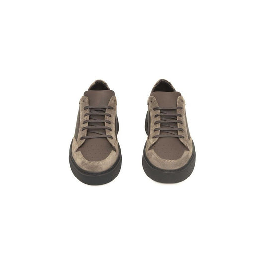 Cerruti 1881 Beige Leather Men Sneaker Cerruti 1881 Dim Gray