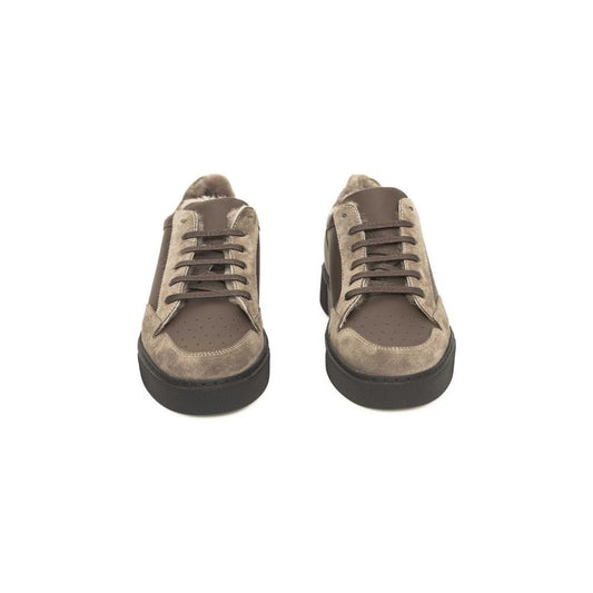 Cerruti 1881 Beige Cowhide Men Sneaker Cerruti 1881 Dim Gray