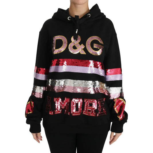 Dolce & Gabbana DG Sequined Hooded Pullover Sweater Dolce & Gabbana Rosy Brown