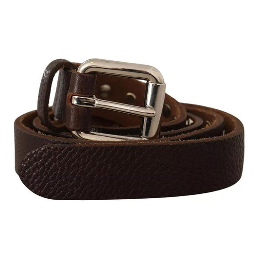 Dolce & Gabbana Brown Leather Studded Silver Metal Buckle Belt Dolce & Gabbana Black