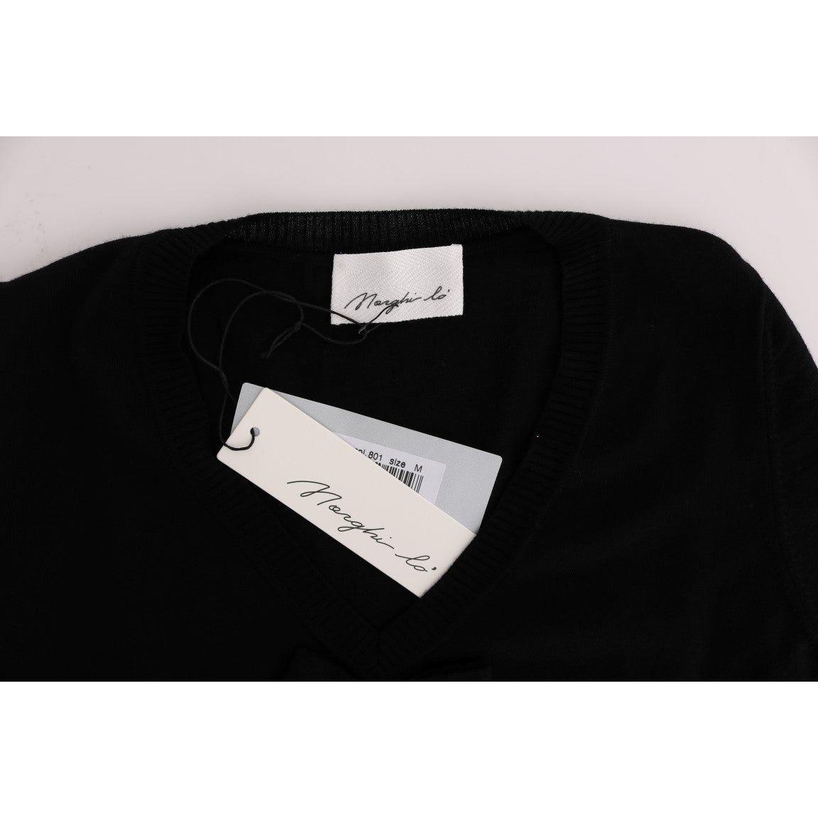 MARGHI LO' Black Wool Long Sleeve Shift Dress
