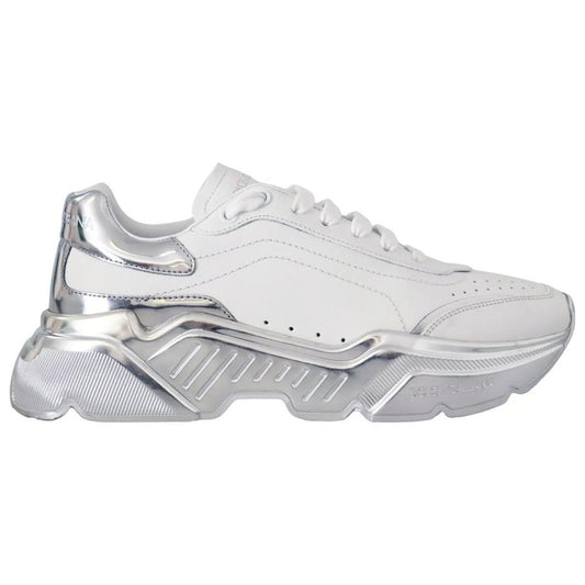 Dolce & Gabbana White Calfskin Men Sneaker Dolce & Gabbana Light Gray