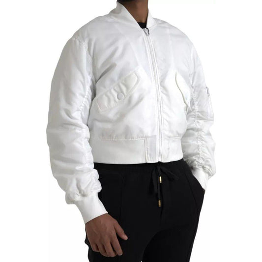 Dolce & Gabbana White Bomber Long Sleeves Full Zip Jacket Dolce & Gabbana Black