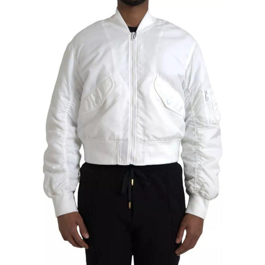 Dolce & Gabbana White Bomber Long Sleeves Full Zip Jacket Dolce & Gabbana Black