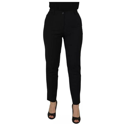 Dolce & Gabbana Black High Waist Tapered Trouser Pants Dolce & Gabbana Black