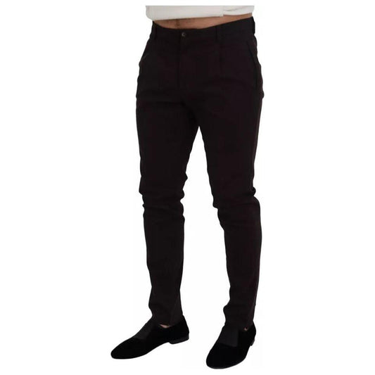 Dolce & Gabbana Brown Skinny Men Cotton Stretch Pants Dolce & Gabbana Black
