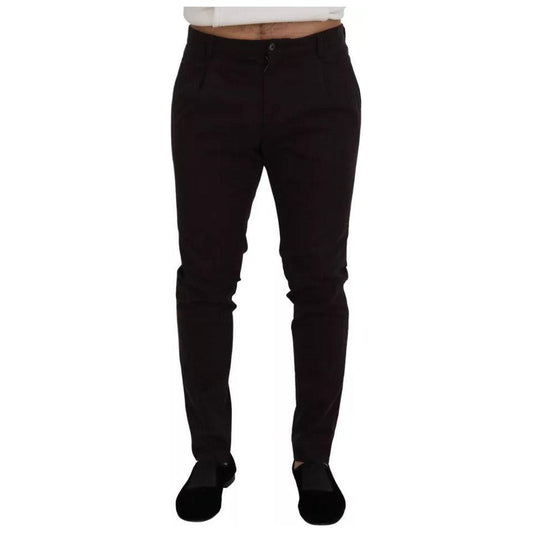 Dolce & Gabbana Brown Skinny Men Cotton Stretch Pants Dolce & Gabbana Black
