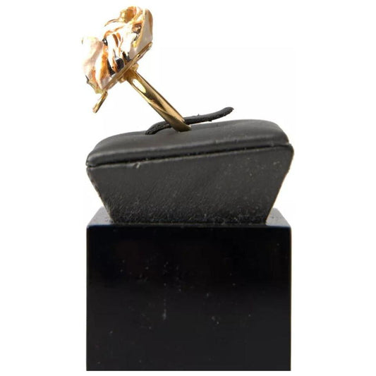Dolce & Gabbana Gold Brass Resin Beige Dog Pet Accessory Ring FASHION ACCESSORIES Dolce & Gabbana Black