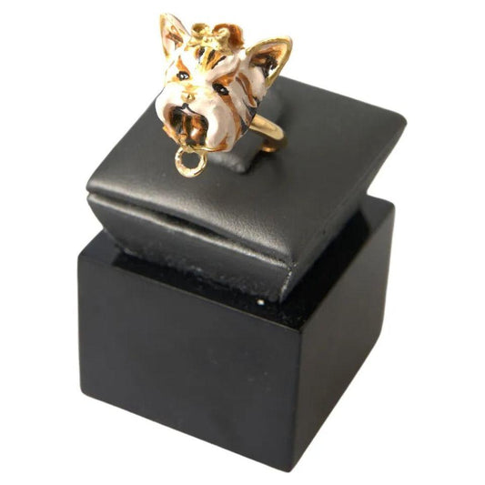 Dolce & Gabbana Gold Brass Resin Beige Dog Pet Accessory Ring FASHION ACCESSORIES Dolce & Gabbana Dark Slate Gray