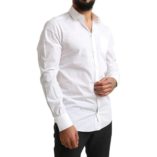 Dolce & Gabbana White GOLD Formal Cotton Tuxedo Dress Shirt Dolce & Gabbana Light Gray