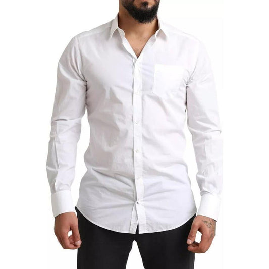 Dolce & Gabbana White GOLD Formal Cotton Tuxedo Dress Shirt Dolce & Gabbana Light Gray