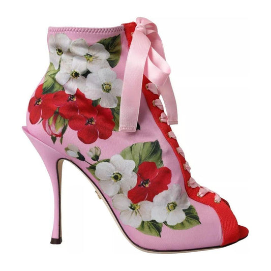 Dolce & Gabbana Multicolor Jersey Stretch Boots Open Toes Heels Shoes Dolce & Gabbana Rosy Brown