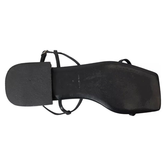 Dolce & Gabbana Black Leather DG Logo Flats Sandals Shoes Dolce & Gabbana Dark Slate Gray