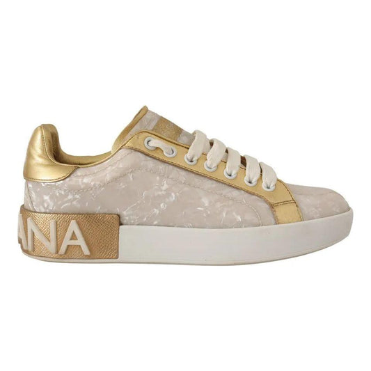 Dolce & Gabbana White Portofino Mother Of Pearl Sneakers Casual Shoes Dolce & Gabbana Gray