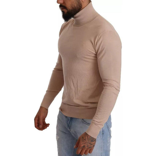 Dolce & Gabbana Beige Cashmere Turtleneck Pullover Sweater Dolce & Gabbana Dim Gray