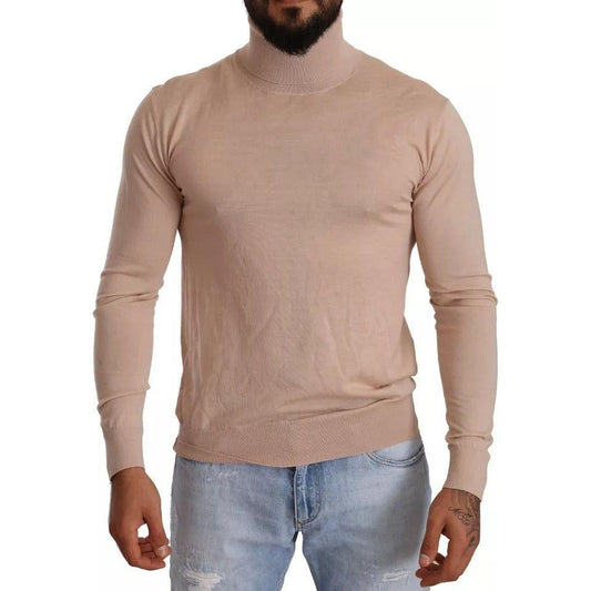 Dolce & Gabbana Beige Cashmere Turtleneck Pullover Sweater Dolce & Gabbana Rosy Brown