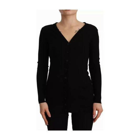 Dolce & Gabbana Black Wool Knit Button Down Cardigan Sweater Dolce & Gabbana Gray
