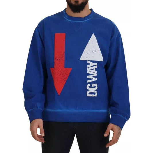 Dolce & Gabbana Blue DGWAY Cotton Crewneck Pullover Sweater Dolce & Gabbana Midnight Blue