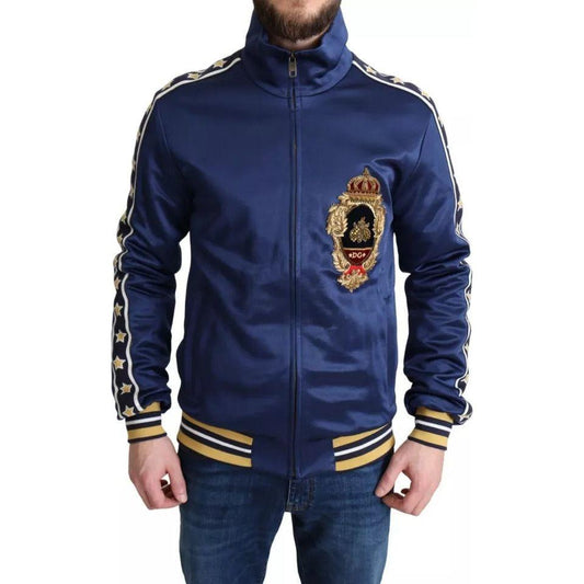 Dolce & Gabbana Blue Heraldic Patch Striped King Bee Sweater Dolce & Gabbana Dark Slate Gray