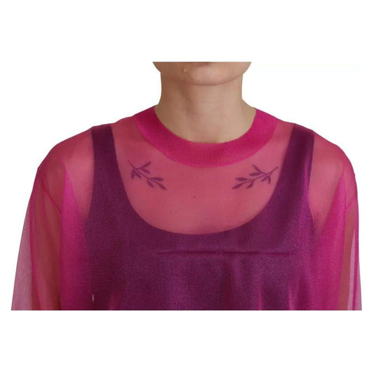 Dolce & Gabbana Fuchsia Polyester Crewneck Pullover Sweater Dolce & Gabbana Maroon
