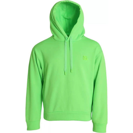 Dolce & Gabbana Neon Green Logo Pullover Hooded Sweatshirt Sweater Dolce & Gabbana Light Green