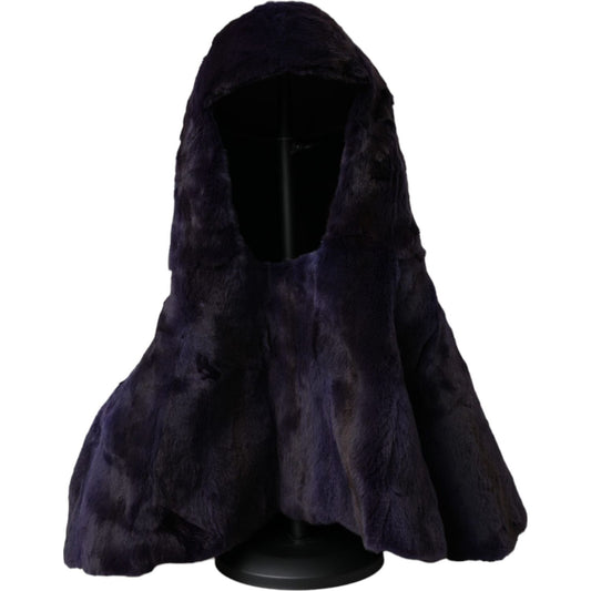 Dolce & Gabbana Black Weasel Fur Whole Head Wrap Hat Dolce & Gabbana Black