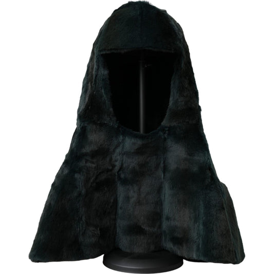 Dolce & Gabbana Black Weasel Fur Whole Head Wrap Hat Dolce & Gabbana Black